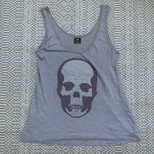 E.Vil Rhinestone Skull Tank